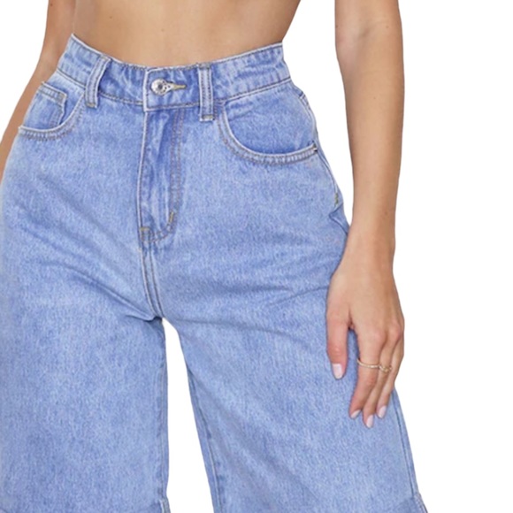 Vintage Wash Denim Longline Tun Up Boyfriend Shorts-Size4 - Picture 5 of 11